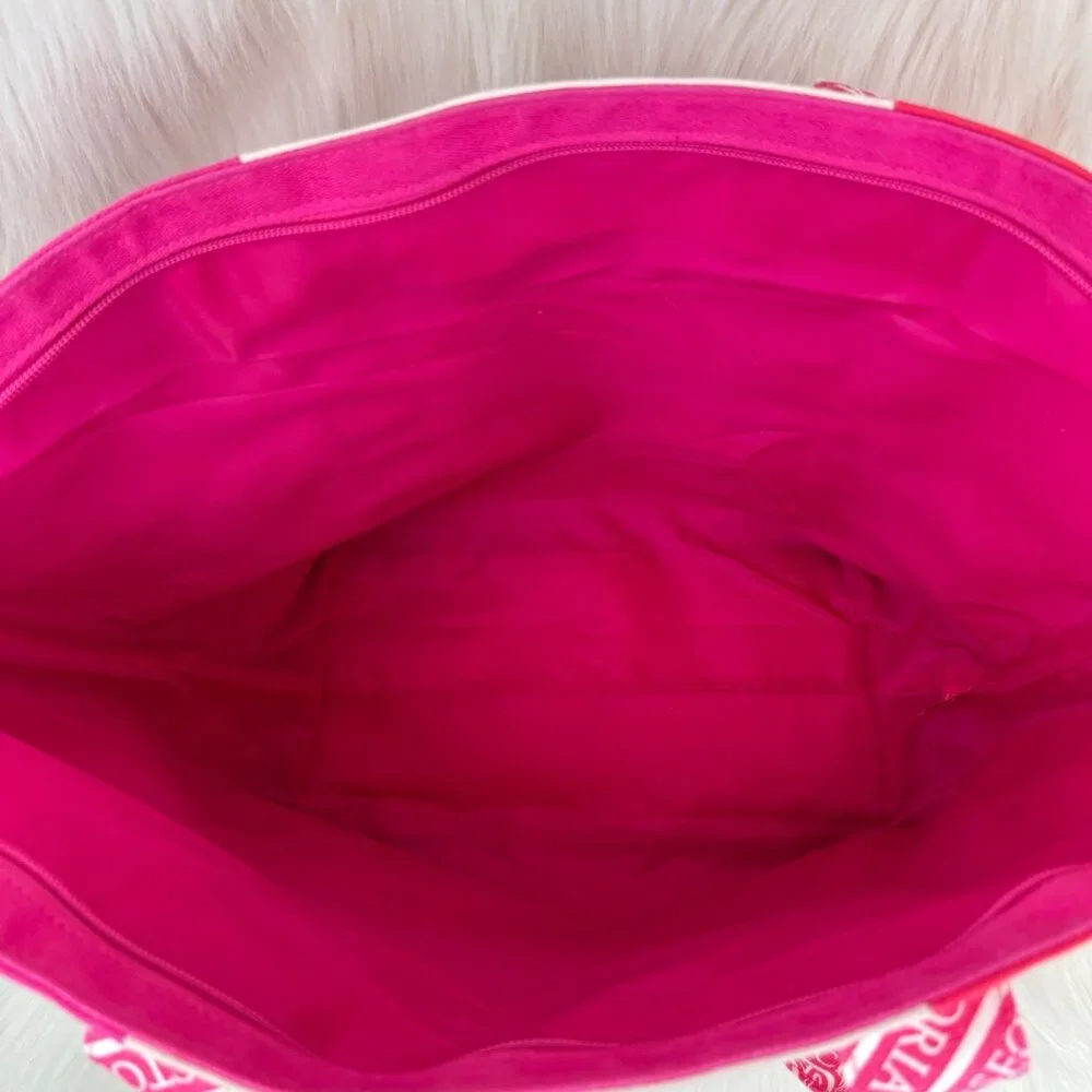 Victoria's Secret Pink Colorblock Canvas Logo Tote Weekender Bag Travel Overnigh - Picture 11 of 13